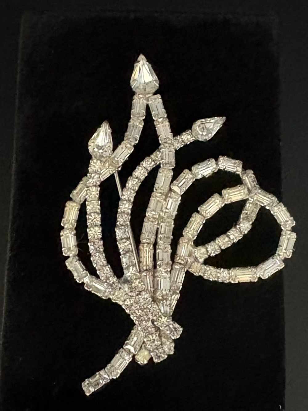 Silver Crystal Jaylen Original Floral Ribbon Brooch - Women's Jewelry